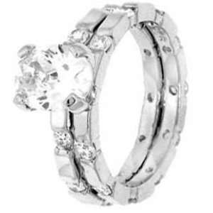  Sterling Silver Wedding Ring Set With Oval Cubic Zirconia 