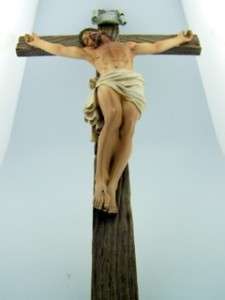 13 Wall Crucifix Christ Jesus Resin Cross Wood Grain Molded Catholic 