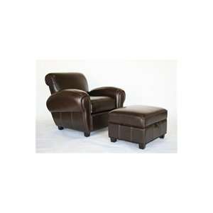  Full Leather Brown Club Chair and Ottoman by Wholesale 