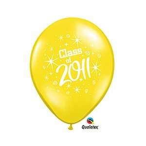  (12) Class of 2011 Citrine Yellow 11 Latex Balloons 