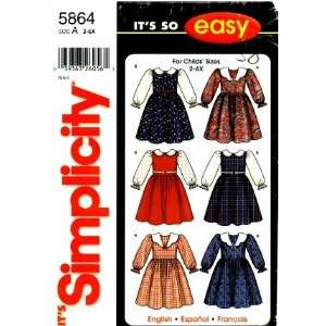  Simplicity 5864 Sewing Pattern Girls Dress Size 2   6X 