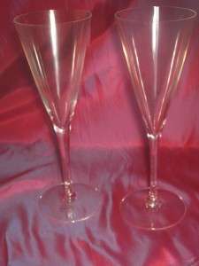 LOT 2 WEDGEWOOD CRYSTAL CHAMPAGNE TRUMPET FLUTE GLASSES PAIR TALL 8 3 