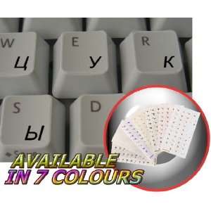 RUSSIAN CYRILLIC KEYBOARD STICKERS WITH BLACK LETTERING ON TRANSPARENT 