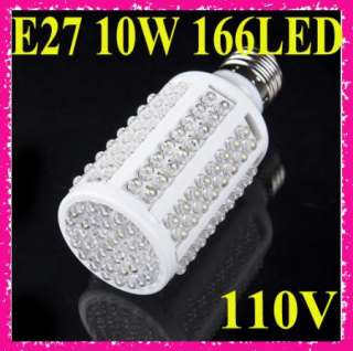 E27 10W 110V Cold White Bright Energy saving 166LED Corn Lamp Light 