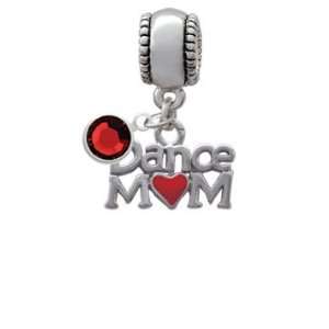 Dance Mom with Red Heart European Charm Bead Hanger with Siam 