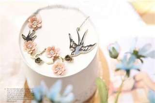 Swallow Disport Flowers Lucky Necklace Pendant x199 great gift  