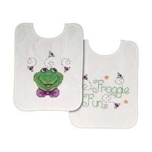  Frog Family Bib Pair   Stamped Cross Stitch Kit: Home 