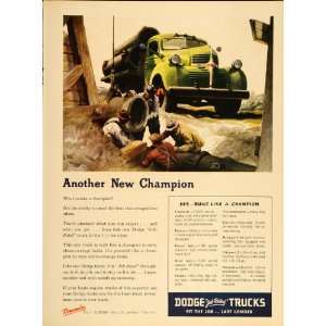  1947 Ad Green Dodge Truck Pipe Laying Worker Fred Cole 