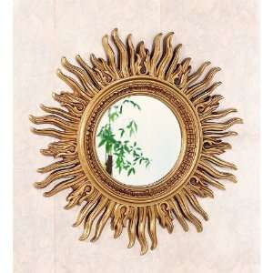   All new item Gold finish round sun style wall mirror: Home & Kitchen