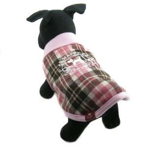     Tartan Embroidered Coat   Color: Pink, Size: XS: Pet Supplies