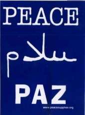Peace Sallam Paz bumper sticker anti war Arabic Spanish  