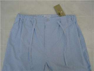 New Daniel Mens L Pajamas Shirt Pants Robe 100% Cotton Blue Khaki 