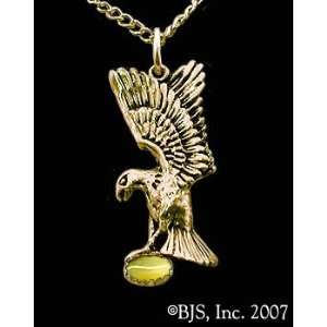   Gem, 14k Yellow Gold, Yellow set gemstone, Eagle Animal Jewelry, 14 k