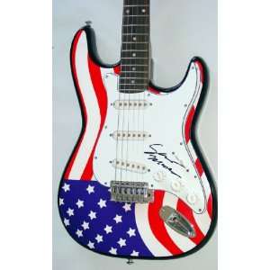  Sam Moore Autographed Signed USA Flag Guitar & Proof 