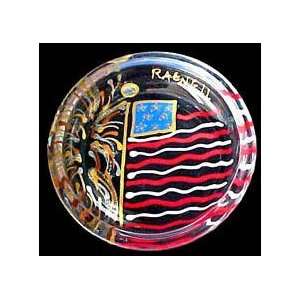Americas Flag Design   Hand Painted   Coaster   3.75 inch diameter 