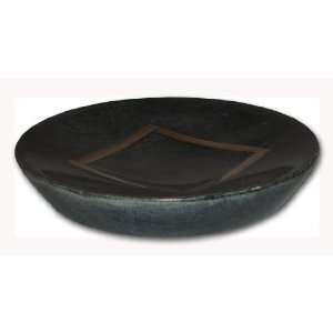    Gray Green Stone with Metal Trim Round Soap Dish: Home & Kitchen