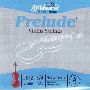  DAddario Violin Prelude A Aluminum Wound 3/4, J812 3/4 