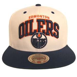   Oilers Mitchell & Ness Snapback Cap Hat White Navy 