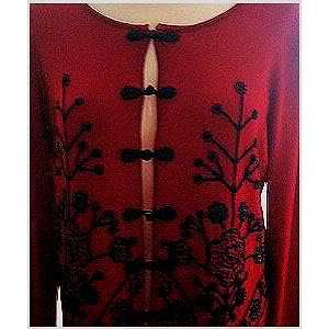 LILLIE RUBIN Beaded Evening Cardigan Sweater Red/Black M  