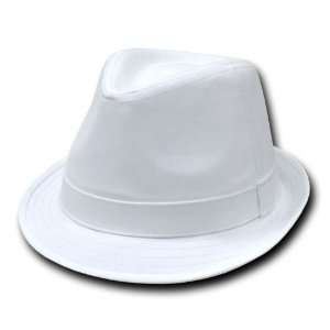  DECKY Basic Poly Woven Fedora Hats (WHITE / WHITE, S / M 