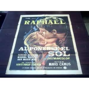 Original Mexican Movie Poster Al Ponerse El Sol Raphael Mario Camus 