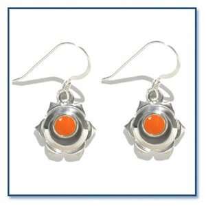 Sacral Chakra Earrings, Silver w Orange Enamel