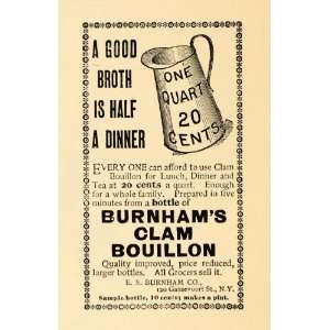   Clam Bouillon Soup Broth New York   Original Print Ad