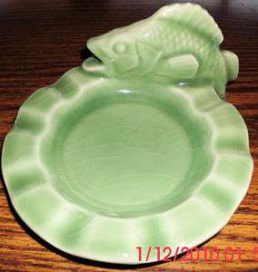 Rookwood Fish Ashtray (1945) # 6500 Green glaze finish  