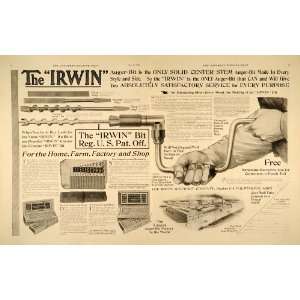  1908 Ad Irwin Auger Bit Tool Wilmington Ohio Factory 