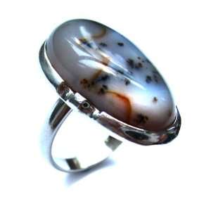  Dendritic Agate Sterling Silver Oval Ring Size 7 Ian and 