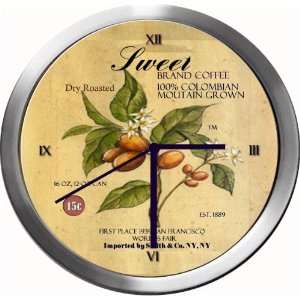  SWEET 14 Inch Coffee Metal Clock Quartz Movement Kitchen 
