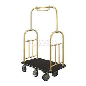 Ball Top Bellman Cart 48x25 Satin Brass Black Carpet, 4 