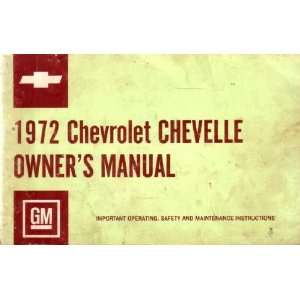  1972 CHEVROLET CHEVELLE Owners Manual User Guide 