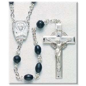  Sterling Silver Rosary Genuine Cocoa Beads Black Rosaries 