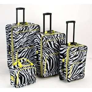  4 Pc Rockland Lime Zebra Luggage Set By Fox Luggage