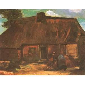   24 x 18 inches   Cottage with Peasant Woman Diggi