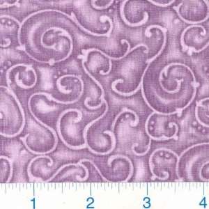  45 Wide Pressed Flowers Swirls Lilac Fabric By The Yard 