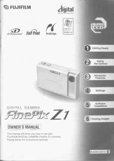 Fuji FinePix Z1 Digital Camera Instruction Manual Original  