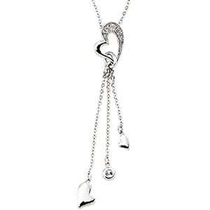  14K White Gold 1/10 Ct Tw Diamond Heart Necklace Jewelry