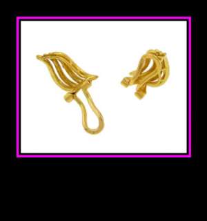 Ladies 18K Solid Yellow Gold Fashion Clip On Earrings  