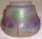 Lamp Jade Table Deco w Reverse Painted Glass Shade Vtg
