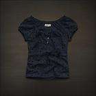 NWT Hollister (by Abercrombie) Womens Logo Navy Henley Shirt Top 