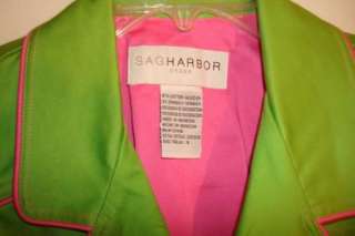 NWOT Sag Harbor Dress Green Hot Pink Capri Top Set 8 LAST CHANCE 