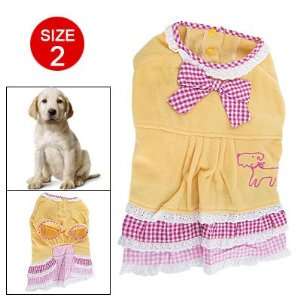   Como Size 2 Yellow Fleece Checked Hem Dress for Dog Pet