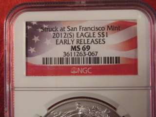   American Eagle NGC MS 69 ~ FLAG LABEL ~ Struck @ San Francisco  