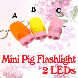 Mini Pig Flashlight Key Chains with 2 Led Key Ring Bql  