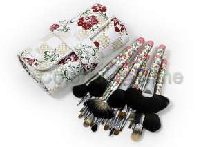New 26 Pcs High Quality Mineral Make Up Brushes Set Flower Printed 