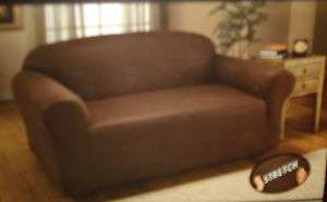 Stretch Fit 1 Piece Leather Slipcover Fits Most Sofa Loveseat Brown 