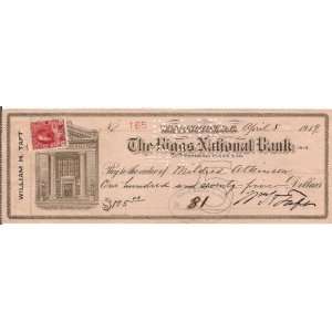  William Howard Taft Signed Original Check Sports 