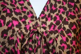 Womens MICHAEL KORS Brown/Pink/Taupe Leopard SILK Blouse SZ SMALL PET 